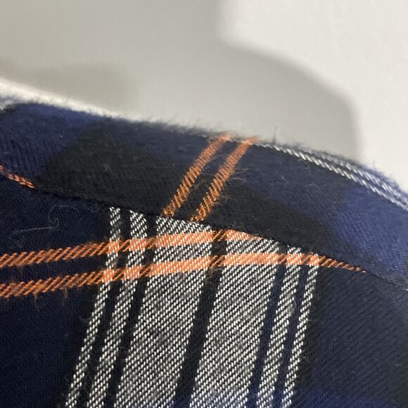 Melloday Womens XL Blue Orange Flannel Shirt Button Front Long Sleeve Plaid - Picture 10 of 13